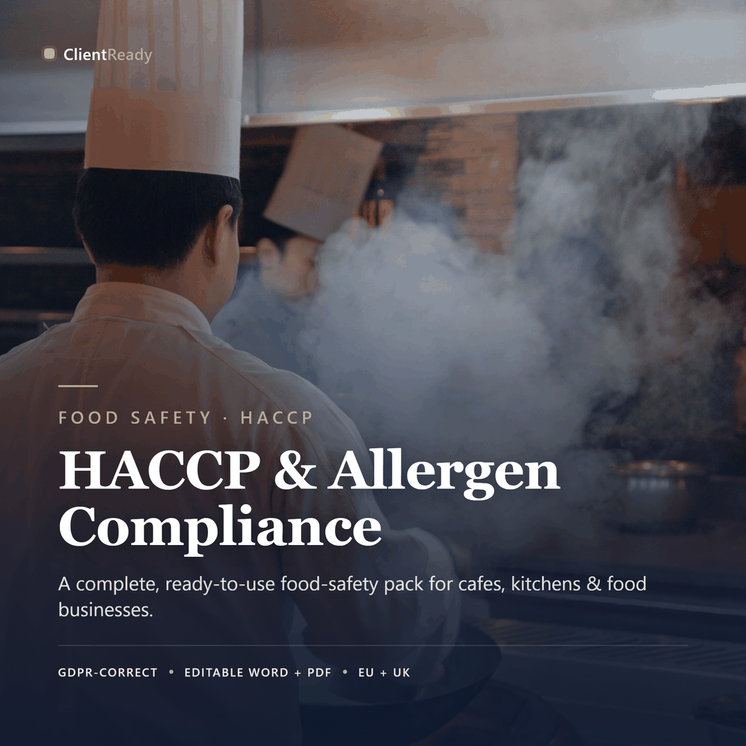 HACCP Food Safety Plan + EU 14-Allergen Matrix pack