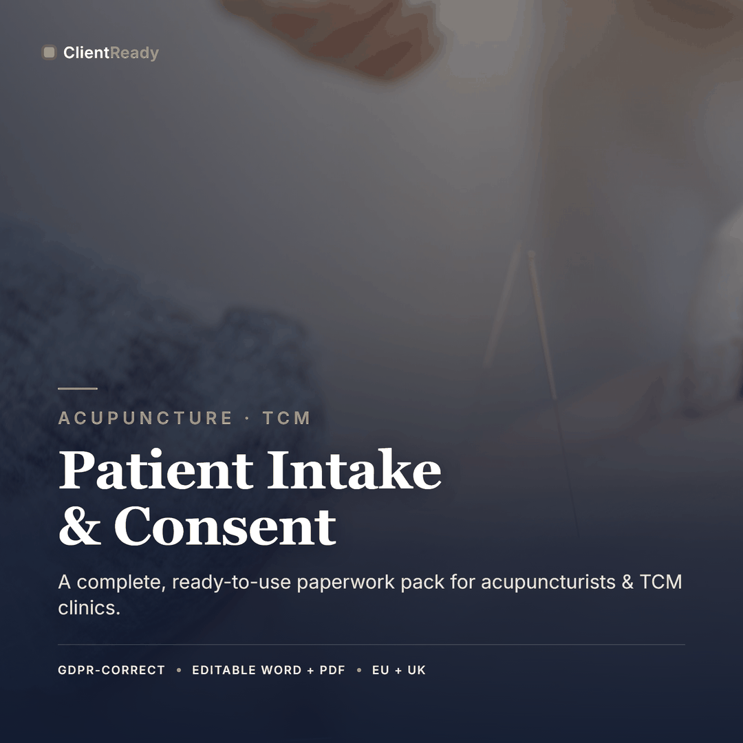 Acupuncture Client Intake (GDPR) pack
