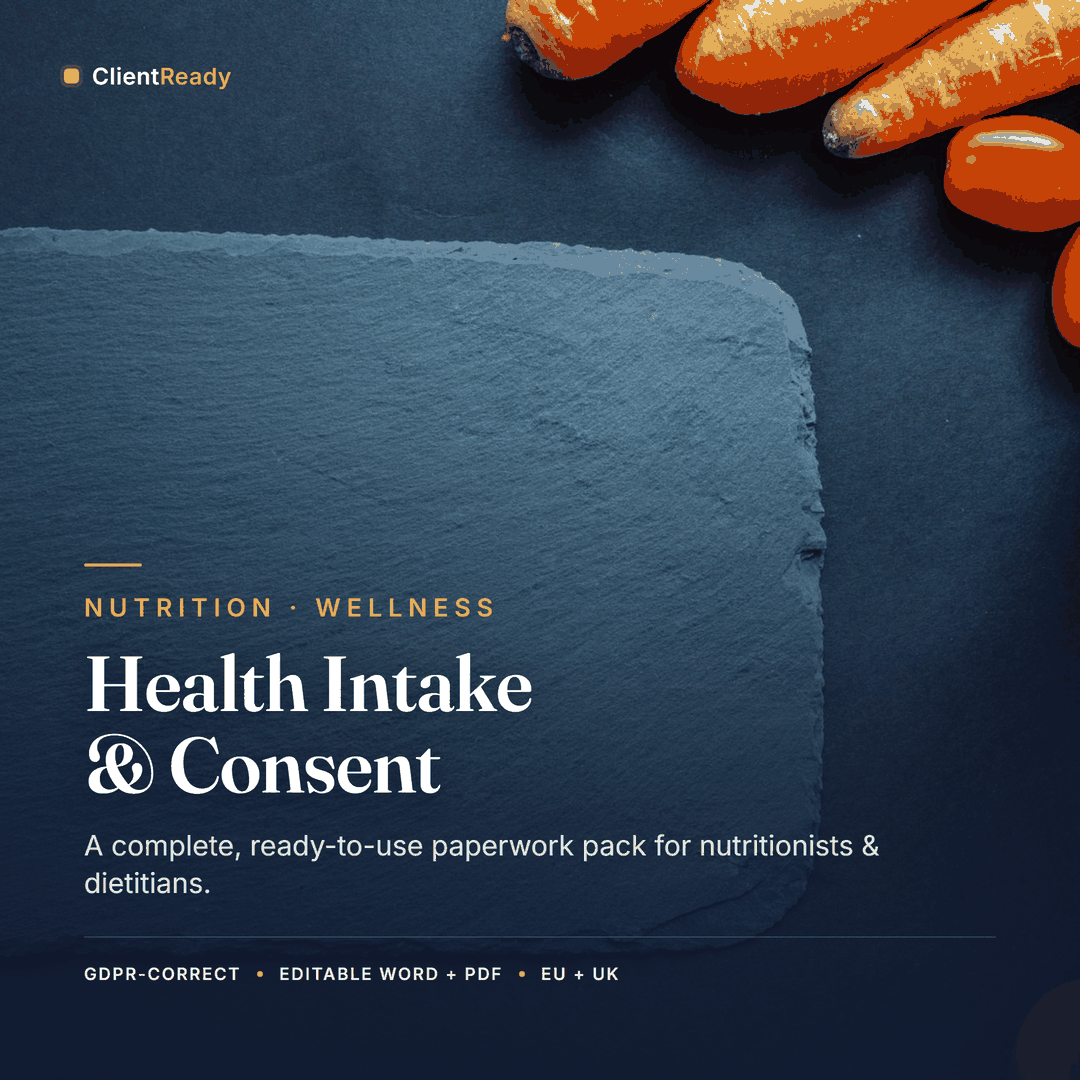 Nutritionist Client Intake (GDPR) pack