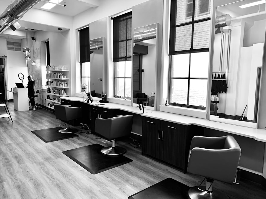 A warm, modern salon interior